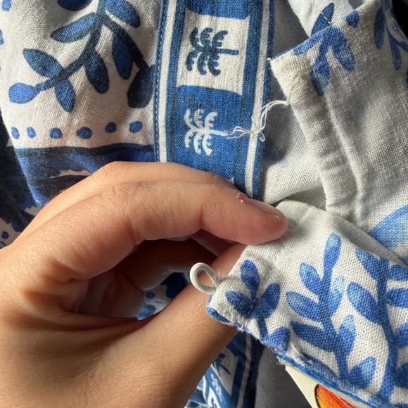 Farm Rio x Anthropologie Blue and White Palm Print Romper - Picture 7 of 7